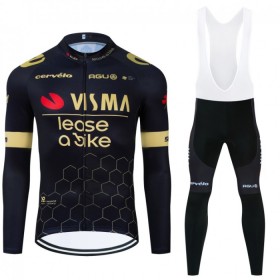 Cykeltøj Langærmet + Bib Cykelbukser 2024 Jumbo-Visma Lease A Bike Sort